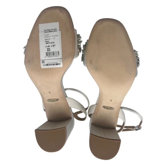 Badgley Mischka Clara Embellished Strap Heels Evening Bridal Sandals White Sz 8 - Picture 7 of 8